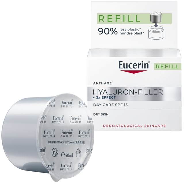 Eucerin Hyaluron-Filler +3x Effect SPF15 Dry Skin Refill 50 ml | Hudvård - Ansiktsvård - Ansiktskräm - Dagkräm med SPF,Hudvård - Ansiktsvård - Anti-age - Anti-age-kräm,Hudvård - Ansiktsvård - Ansiktskräm - Dagkräm | Apoteka