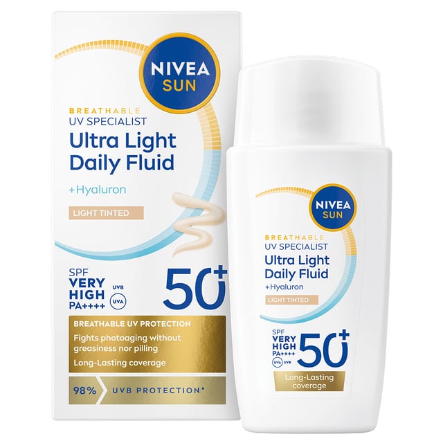 NIVEA SUN UV Face Daily Fluid Light Tinted SPF 50+ 40 ml | Hudvård - Solskydd - Solskydd för ansikte | Apoteka