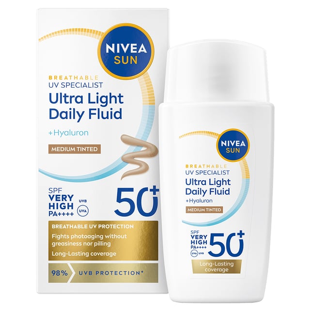 NIVEA SUN UV Face Daily Fluid Medium Tinted SPF 50+ 40 ml | Hudvård - Solskydd - Solskydd för ansikte | Apoteka
