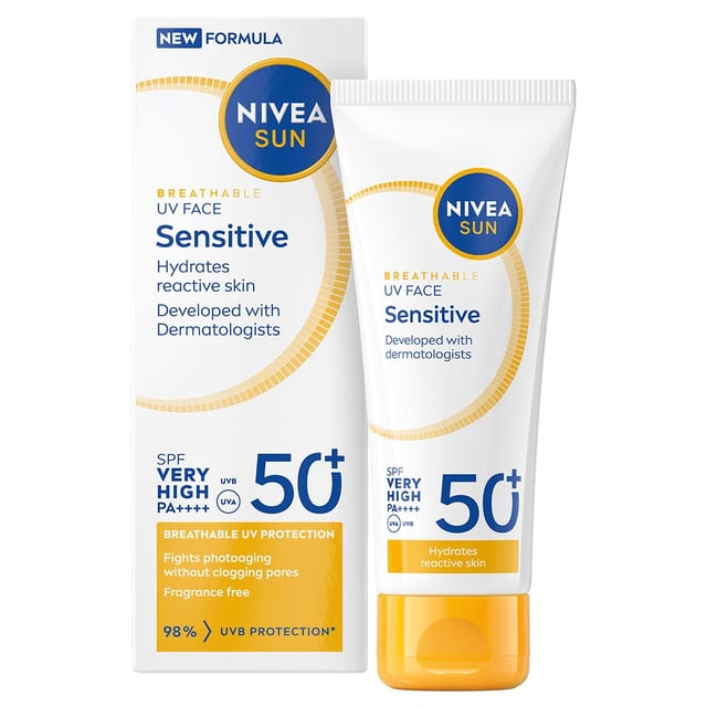 NIVEA SUN UV Face Sensitive Cream SPF 50+ 40 ml | Hudvård - Solskydd - Solskydd för ansikte | Apoteka