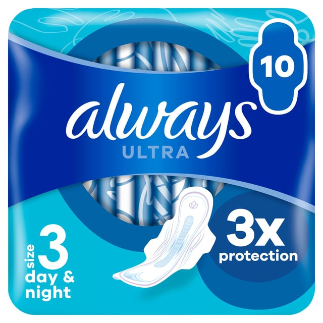 Always Ultra Day & Night Size 3 Bindor 10 st | Intimvård - Mensskydd - Nattbinda,Intimvård - Mensskydd - Binda | Apoteka