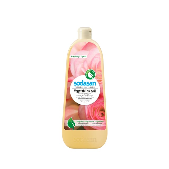 Sodasan Vegetabilisk Tvål Ros & Oliv 1 liter