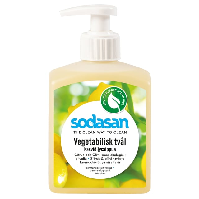 Sodasan Vegetabilisk Tvål Citrus & Oliv 300 ml | Hudvård - Händer & fötter - Handvård - Handtvål,Hudvård - Kroppsvård - Bad & dusch - Duschkräm & duschtvål | Apoteka