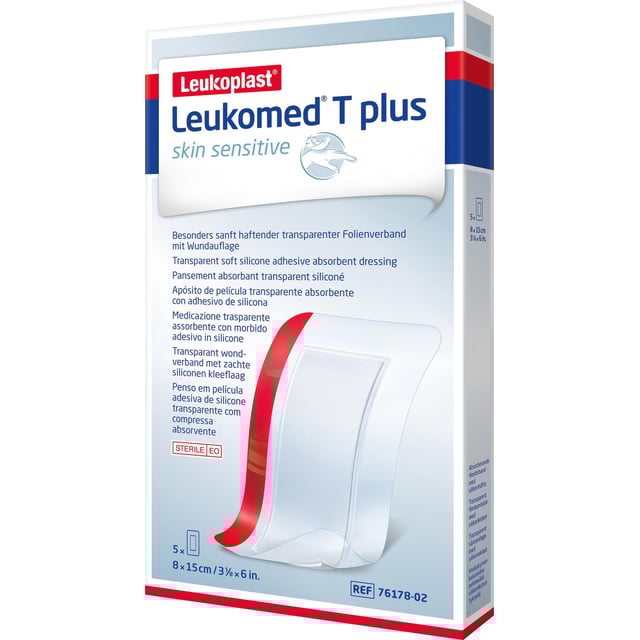 Leukoplast Leukomed T Plus Skin Sensitive 5 st 8x15 cm | Sår, bett & stick - Sår - Förband | Apoteka
