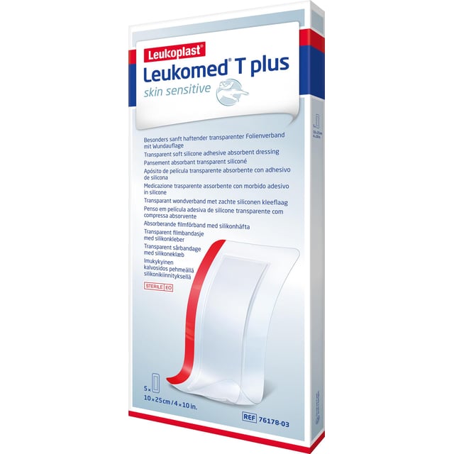 Leukoplast Leukomed T Plus Skin Sensitive 5 st 10x25 cm | Sår, bett & stick - Sår - Förband | Apoteka