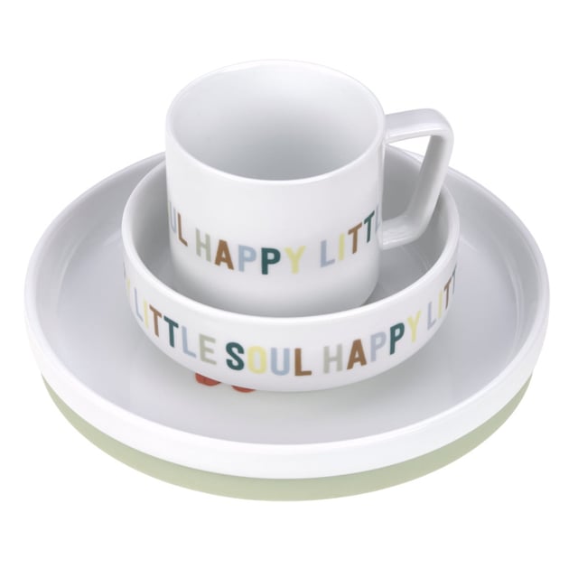 Lässig Servisset Porslin/Silikon Happy Fruits | Baby, barn & förälder - Mata - Barntallrikar & barnbestick | Apoteka