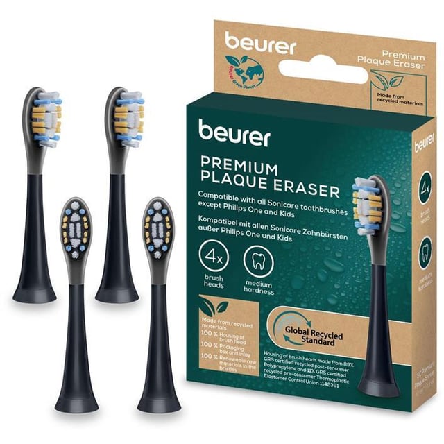 Beurer SC Plaque Eraser Brush Heads 4-pack | Munvård - Tandborste - Tandborsthuvud,Munvård - Tandborste - Eltandborste | Apoteka