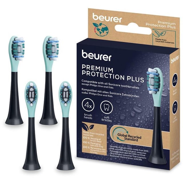Beurer SC Protection Plus Brush Heads 4-pack | Munvård - Tandborste - Tandborsthuvud,Munvård - Tandborste - Eltandborste | Apoteka