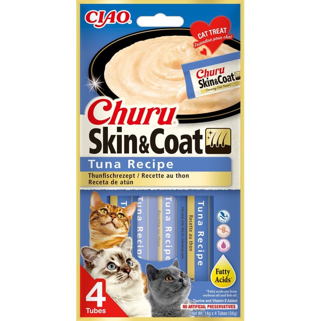 Churu Skin & Coat Tuna 4 st | Djur - Djurfoder & tillskott - Tillskott för päls,Djur - Djurgodis - Kattgodis & kattgräs | Apoteka