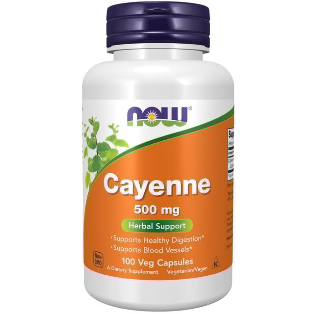Now Cayenne 500 mg 100 vegkapslar | Vitaminer & kosttillskott - Växtbaserade kosttillskott | Apoteka