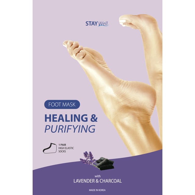STAY WELL Healing & Purifying Foot Mask Lavender & Charcoal 34 g | Hudvård - Händer & fötter - Fotvård - Fotmask | Apoteka