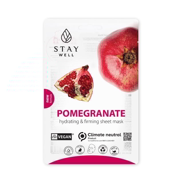 STAY Well Vegan Sheet Mask Pomegranate 20 g | Hudvård - Ansiktsvård - Ansiktsmask - Sheet mask | Apoteka