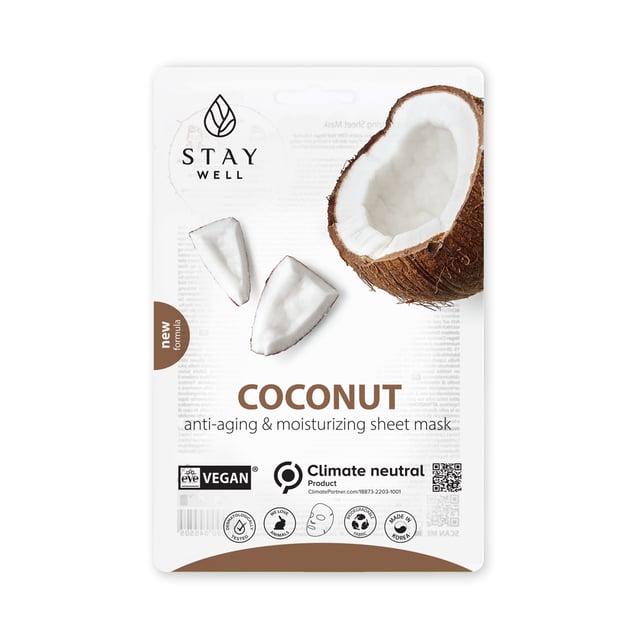 STAY Well Vegan Sheet Mask Coconut 20 g | Hudvård - Ansiktsvård - Ansiktsmask - Sheet mask | Apoteka