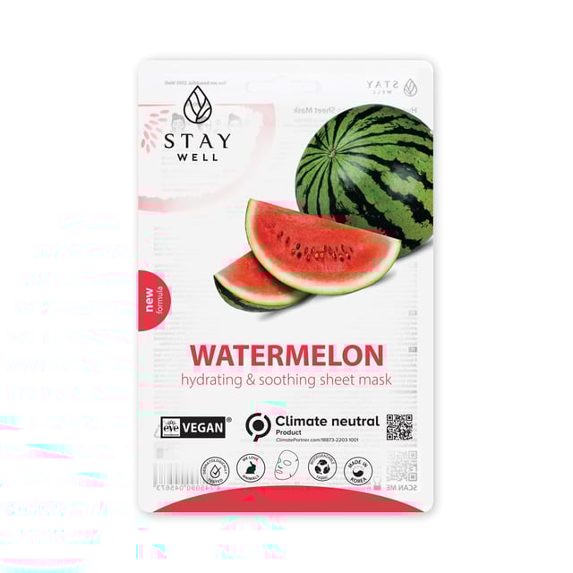 STAY Well Vegan Sheet Mask Watermelon 20 g | Hudvård - Ansiktsvård - Ansiktsmask - Sheet mask | Apoteka