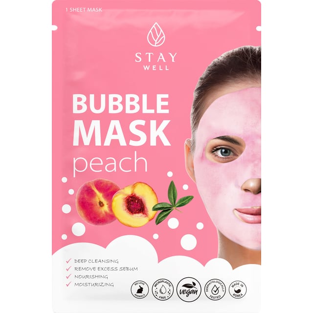 STAY Well Deep Cleansing Bubble Mask Peach 1 st | Hudvård - Ansiktsvård - Ansiktsmask - Sheet mask | Apoteka
