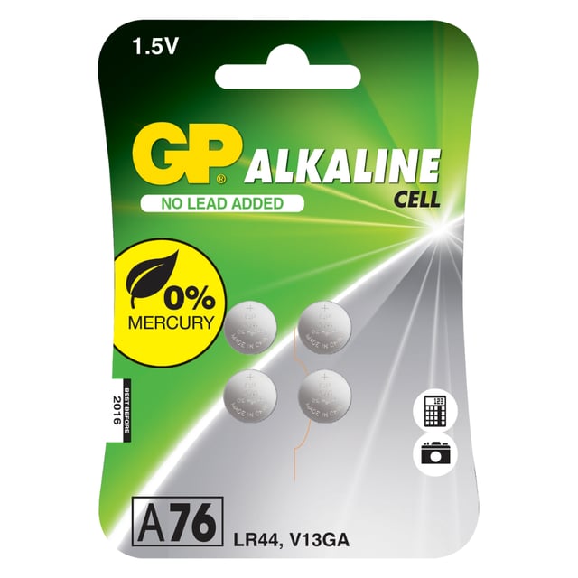 GP Batteries knappcell 1,5V A76/LR44 4 st | Hjälpmedel & säkerhet - Batterier | Apoteka