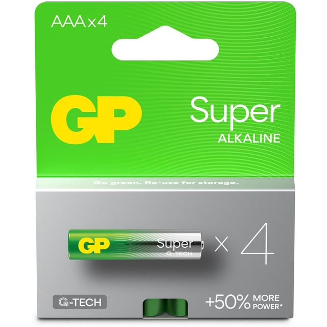 GP Batteries Super Alkaline AAA paper box 4 st | Hjälpmedel & säkerhet - Batterier | Apoteka