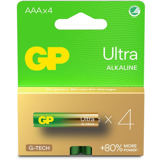 GP Batteries Ultra Alkaline AAA LR03 Svanenmärkt 4 st | Hjälpmedel & säkerhet - Batterier | Apoteka