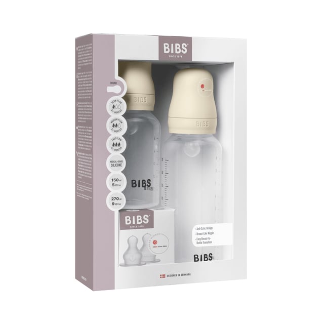 BIBS Grow and Flow Baby Bottle Round Silicone Set Ivory 150 ml + 270ml | Baby, barn & förälder - Mata - Nappflaskor & vällingflaskor | Apoteka