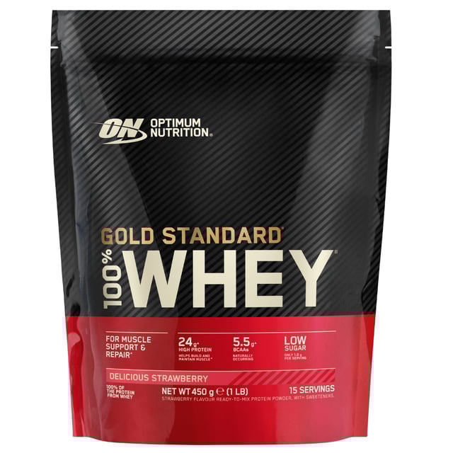 Optimum Nutrition 100% Whey Gold Standard Delicious Strawberry 450 g | Träning - Proteintillskott - Proteinpulver - Vassleprotein | Apoteka