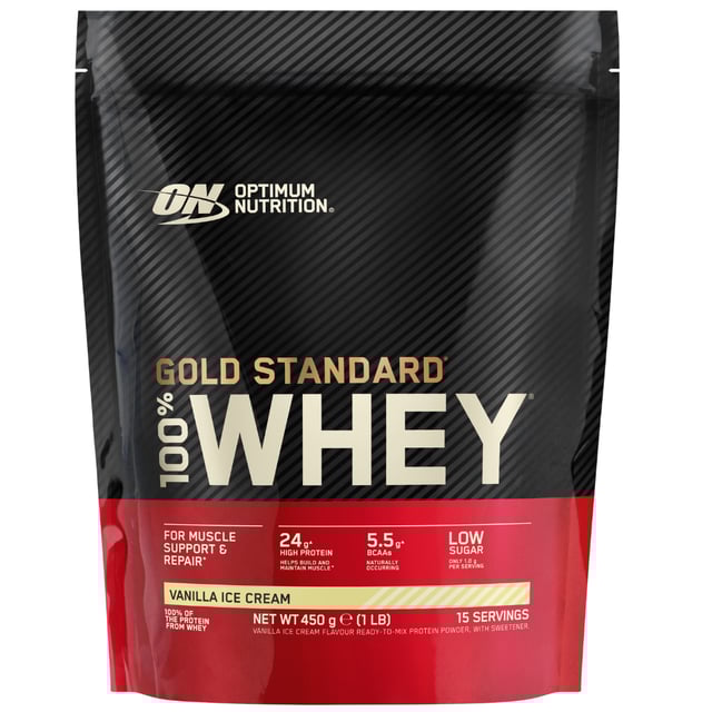 Optimum Nutrition 100% Whey Gold Standard Vanilla Ice Cream 450 g | Träning - Proteintillskott - Proteinpulver - Vassleprotein | Apoteka
