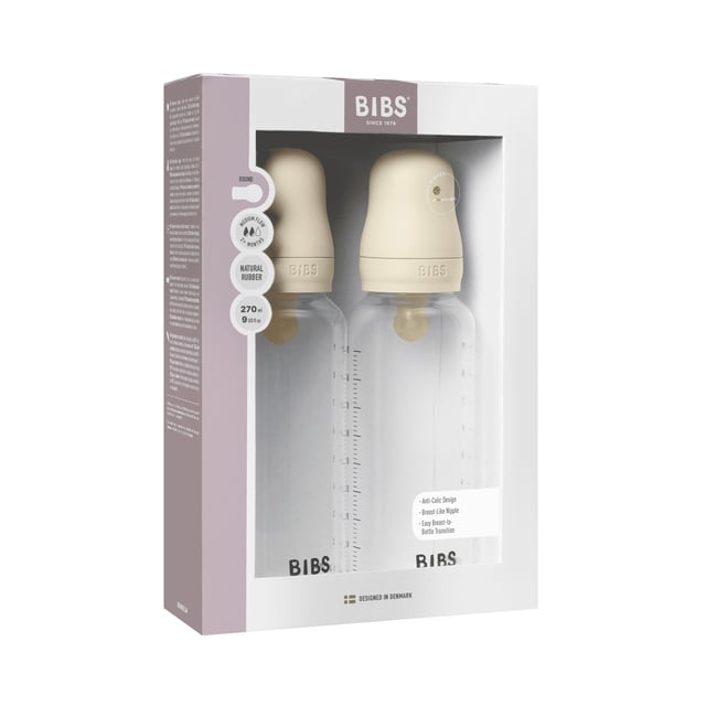 BIBS Baby Bottle Round Latex Medium Flow Ivory 270 ml 2-pack | Baby, barn & förälder - Mata - Nappflaskor & vällingflaskor | Apoteka