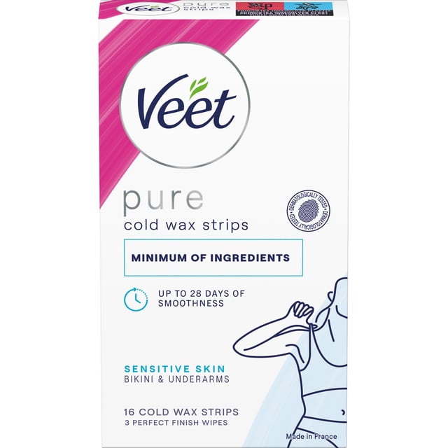 Veet Pure Vaxremsor Cold wax bikini & underarm Sensitive 16 st | Hudvård - Rakning & hårborttagning - Vaxning | Apoteka