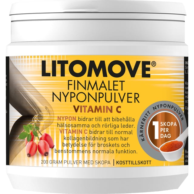 Litomove Finmalet Nyponpulver Vitamin C 200g | Vitaminer & kosttillskott - Nyponpulver,Vitaminer & kosttillskott - Leder & muskler | Apoteka