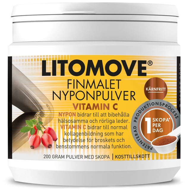 Litomove Finmalet Nyponpulver Vitamin C 200g | Vitaminer & kosttillskott - Nyponpulver,Vitaminer & kosttillskott - Leder & muskler | Apoteka