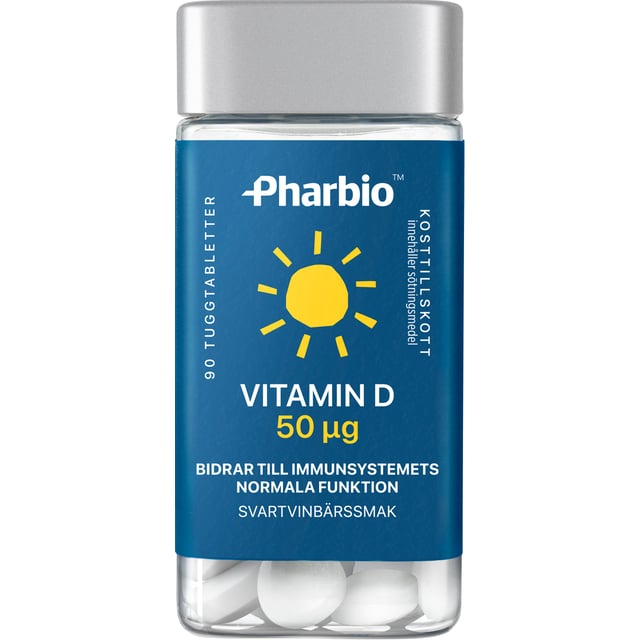 Pharbio Vitamin D 50μg 90 tuggtabletter | Vitaminer & kosttillskott - Vitaminer & mineraler - D-vitamin | Apoteka