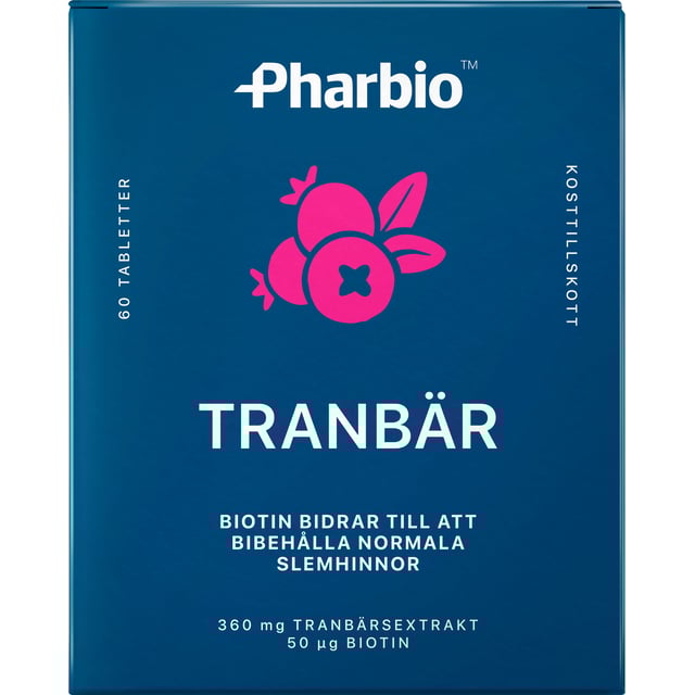 Pharbio Tranbär 60 tabletter | Vitaminer & kosttillskott - Tranbär | Apoteka