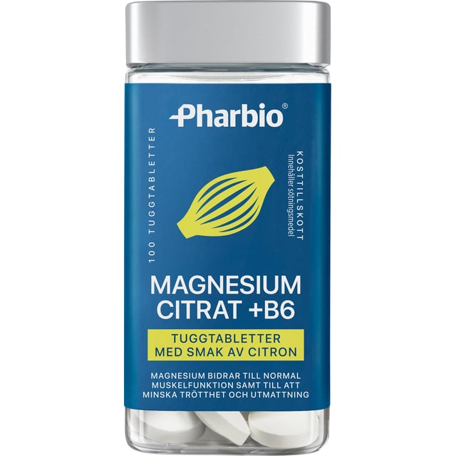 Pharbio Magnesiumcitrat + B6 tugg 100 st | Vitaminer & kosttillskott - Vitaminer & mineraler - B-vitaminer - Vitamin B6 Pyridoxin,Vitaminer & kosttillskott - Vitaminer & mineraler - Magnesium | Apoteka