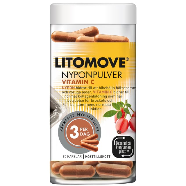 Litomove Nyponpulver Vitamin C 90 kapslar | Vitaminer & kosttillskott - Vitaminer & mineraler - C-vitamin,Vitaminer & kosttillskott - Nyponpulver,Vitaminer & kosttillskott - Leder & muskler | Apoteka