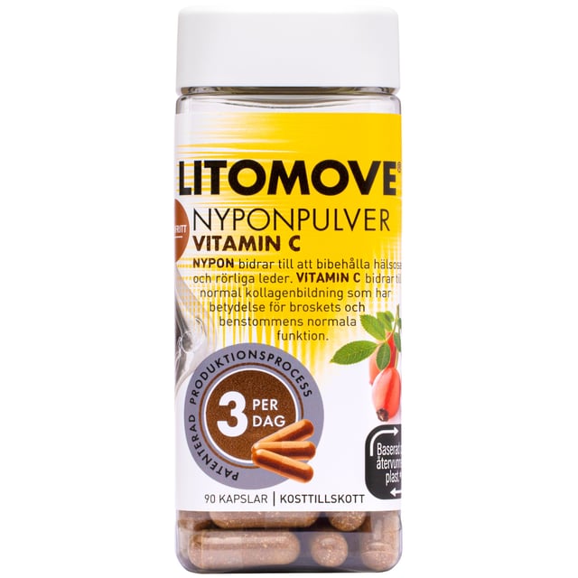 Litomove Nyponpulver Vitamin C 90 kapslar | Vitaminer & kosttillskott - Vitaminer & mineraler - C-vitamin,Vitaminer & kosttillskott - Nyponpulver,Vitaminer & kosttillskott - Leder & muskler | Apoteka