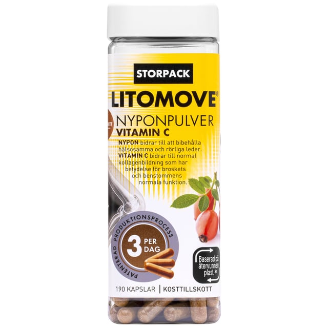 Litomove Nyponpulver Vitamin C 190 kapslar | Vitaminer & kosttillskott - Vitaminer & mineraler - C-vitamin,Vitaminer & kosttillskott - Nyponpulver,Vitaminer & kosttillskott - Leder & muskler | Apoteka