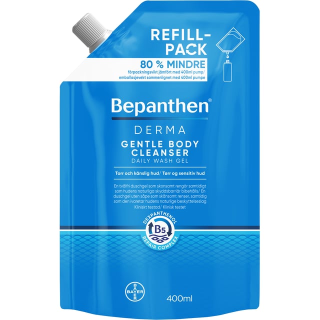 Bepanthen Derma Gentle Body Cleanser Daily Wash Gel Refill 400 ml | Hudvård - Kroppsvård - Bad & dusch - Duschkräm & duschtvål | Apoteka