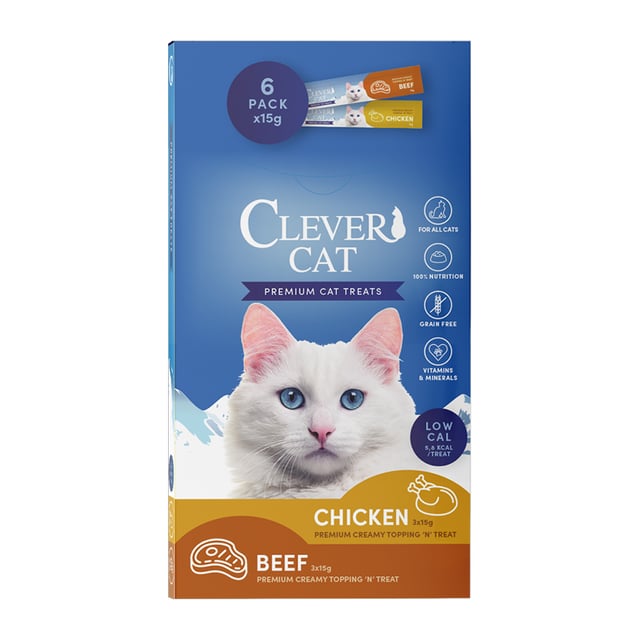 Clever Cat Creamy Cat Chicken/Beef 6-pack | Djur - Djurgodis - Kattgodis & kattgräs | Apoteka