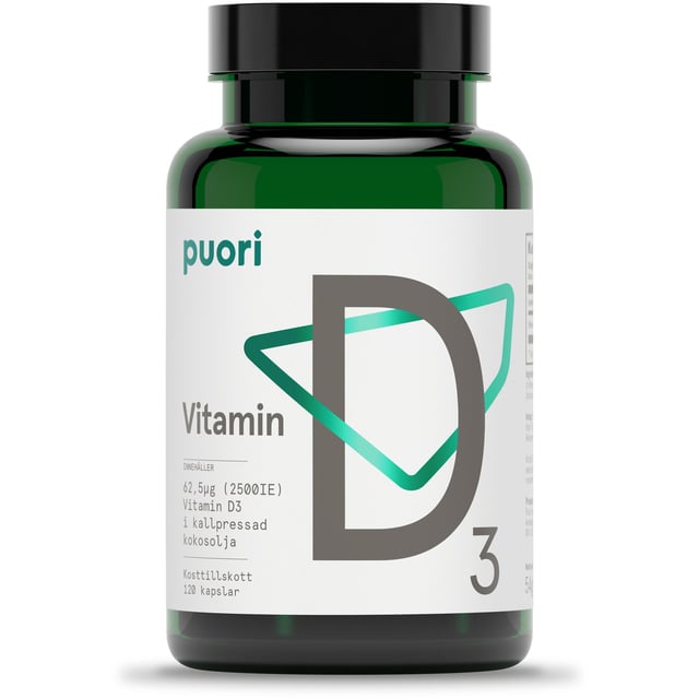 Puori D3-vitamin 62,5ug 120 kapslar | Vitaminer & kosttillskott - Vitaminer & mineraler - D-vitamin | Apoteka