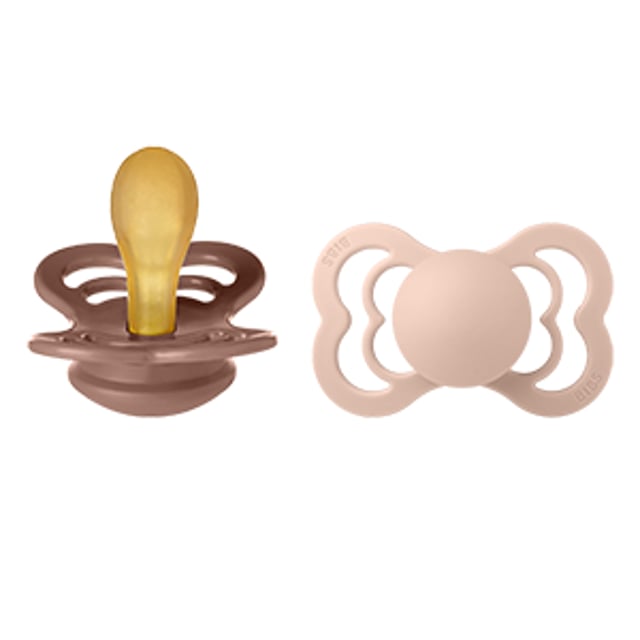 BIBS Supreme Natural Rubber Latex 6+ månader Size 2 Woodchuck/Blush 2 st | Baby, barn & förälder - Nappar & napphållare - Nappar | Apoteka