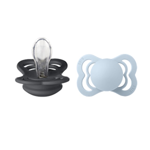 BIBS Supreme Silicone 0+ månader Size 1 Iron/Baby Blue 2 st | Baby, barn & förälder - Nappar & napphållare - Nappar för nyfödda,Baby, barn & förälder - Nappar & napphållare - Nappar | Apoteka