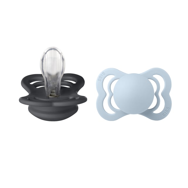BIBS Supreme Silicone 0+ månader Size 1 Iron/Baby Blue 2 st | Baby, barn & förälder - Nappar & napphållare - Nappar för nyfödda,Baby, barn & förälder - Nappar & napphållare - Nappar | Apoteka