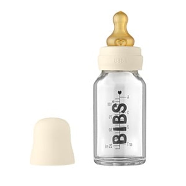 BIBS Baby Glass Bottle Complete Set Latex Ivory 110 ml | Baby, barn & förälder - Mata - Nappflaskor & vällingflaskor | Apoteka