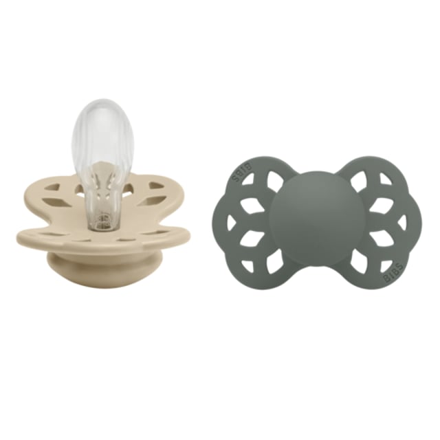 BIBS Pacifier Infinity Symmetrical Silicone 6+ månader Size 2 Vanilla/Pine 2 st | Baby, barn & förälder - Nappar & napphållare - Nappar | Apoteka