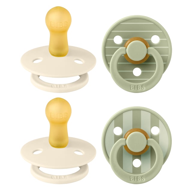 BIBS Pacifier Studio Colour Latex 6+ Månader Size 2 Pin Ivory Vanilla Mix/Pin Sage Mix 4 st | Baby, barn & förälder - Nappar & napphållare - Nappar | Apoteka