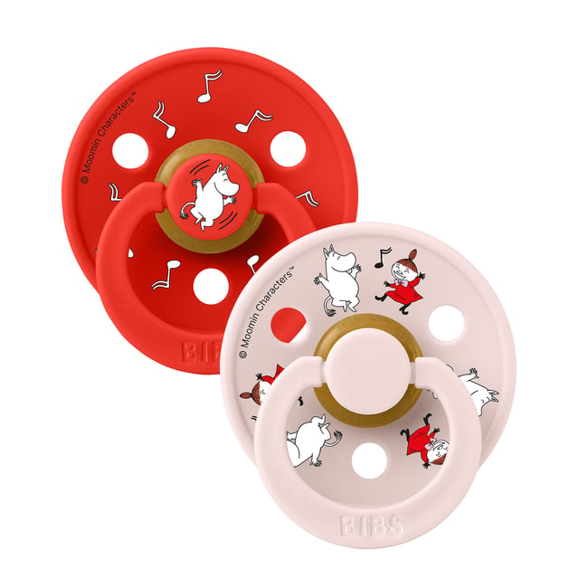 BIBS x Moomin Pacifier Colour Dancing Latex 0+ Månader Size 1 Candy Apple Mix 2 st