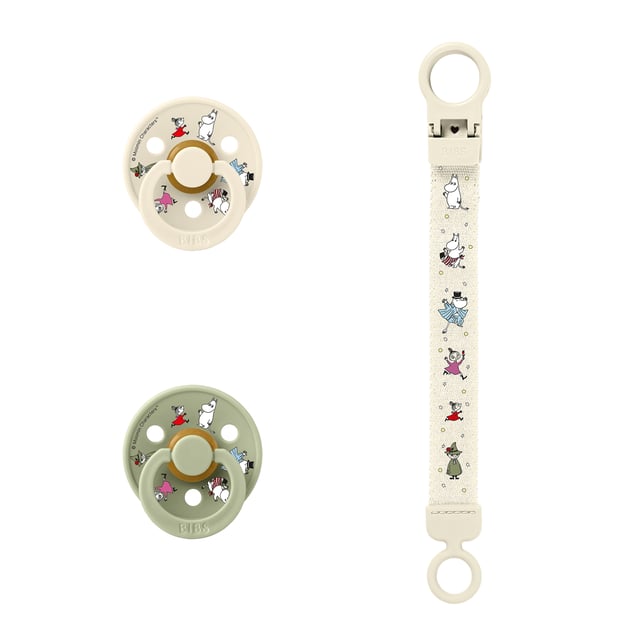 BIBS x Moomins Colour Pacifier & Loop Clip Gift Set Latex 6+ Månader Size 2 Ivory/Sage | Baby, barn & förälder - Nappar & napphållare - Nappar för nyfödda,Baby, barn & förälder - Nappar & napphållare - Nappar | Apoteka