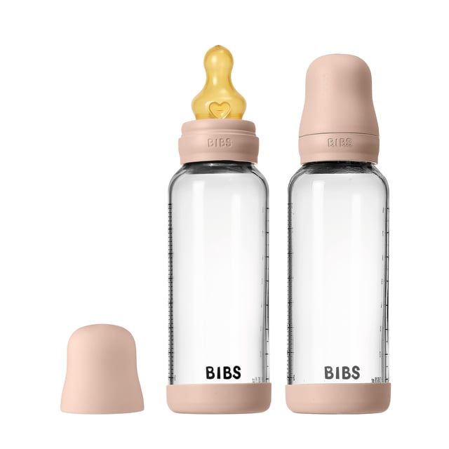 BIBS Glass Baby Bottle Round Latex Medium Flow Blush 240 ml 2 st | Baby, barn & förälder - Mata - Nappflaskor & vällingflaskor | Apoteka