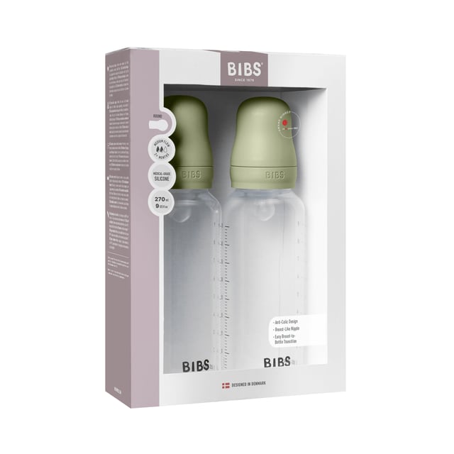BIBS Baby Bottle Round Silicone Medium Flow Sage 270 ml 2 st | Baby, barn & förälder - Mata - Nappflaskor & vällingflaskor | Apoteka