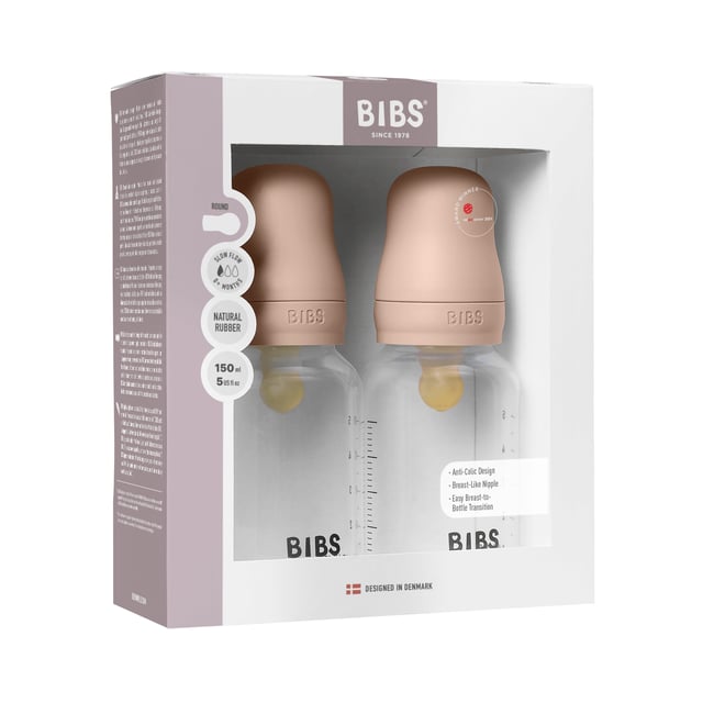 BIBS Baby Bottle Round Latex Slow Flow Blush 150 ml 2 st | Baby, barn & förälder - Mata - Nappflaskor & vällingflaskor | Apoteka