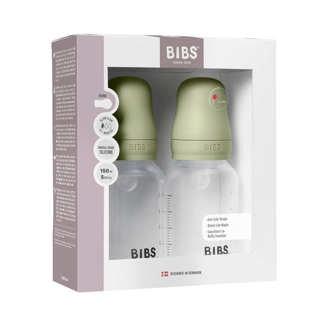 BIBS Baby Bottle Round Silicone Slow Flow Sage 150 ml 2 st | Baby, barn & förälder - Mata - Nappflaskor & vällingflaskor | Apoteka